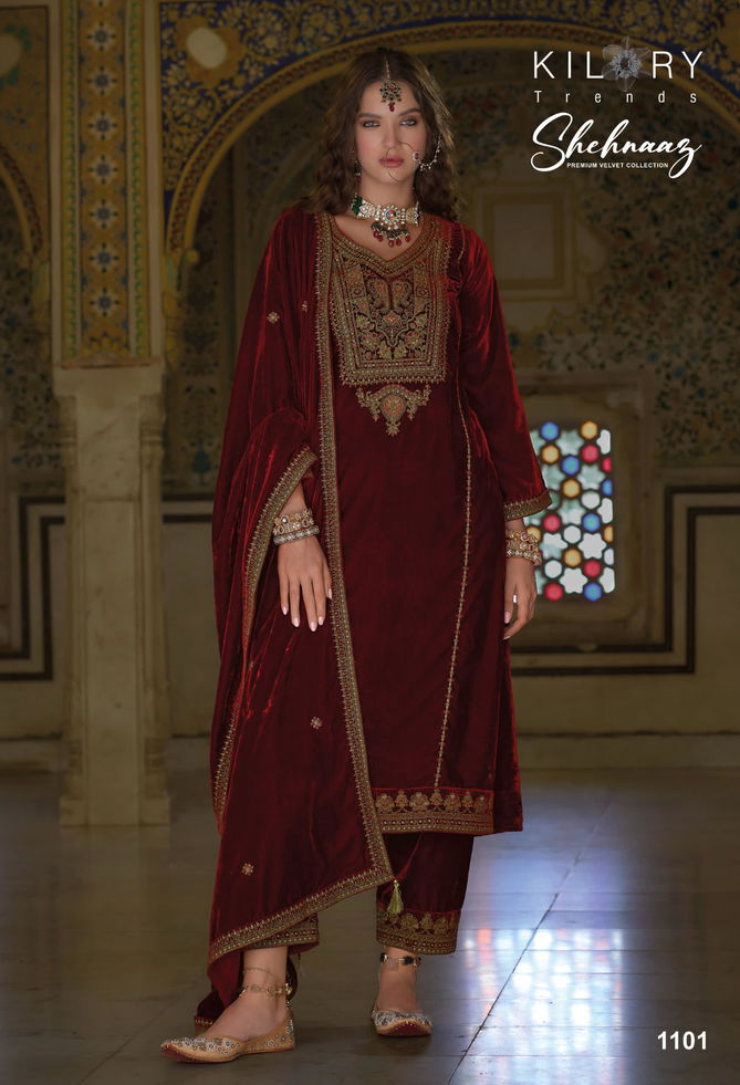 Shehnaaz By Kilory Winter Wear Silk Velvet Dress Material Wholesale Price In Surat
